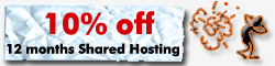 10% Off 12 months Shared Hosting Image