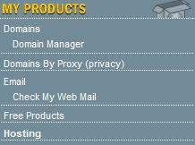 My Products Menu: Hosting