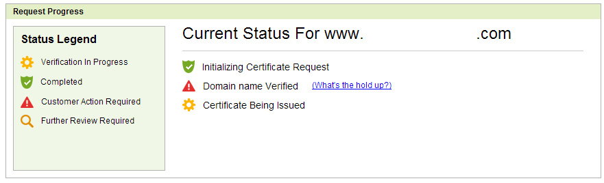 Domain SSL Confirmation Status