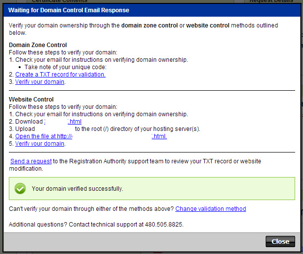 Domain Control Email Response SSL Verification